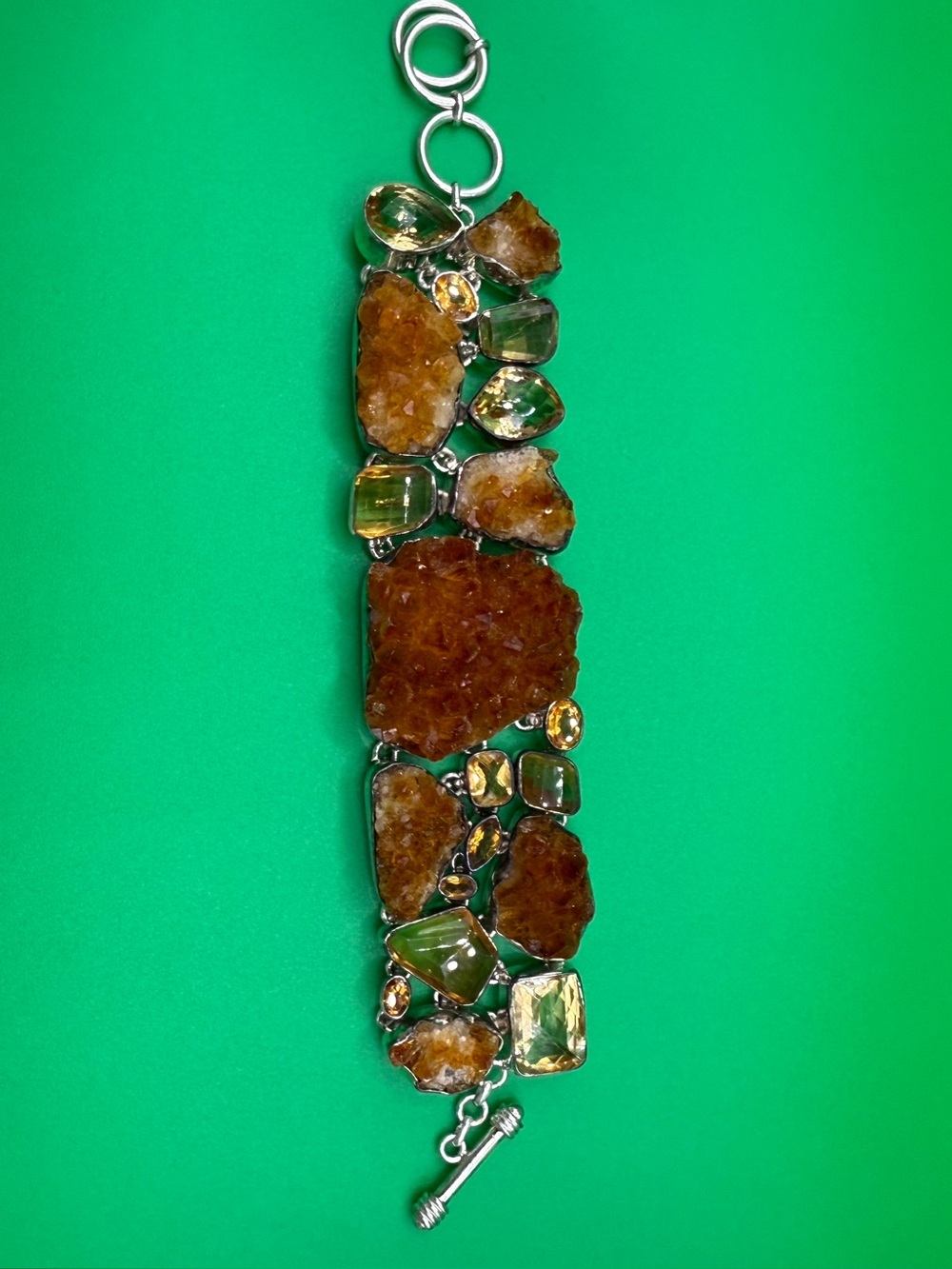 Sterling silver bracelet with raw citrine gemstone